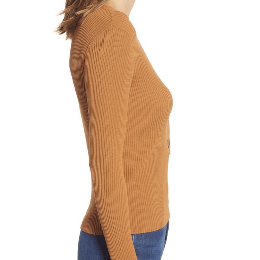 Lieth Mustard Ribbed Button  Sweater - Picture 4 of 8
